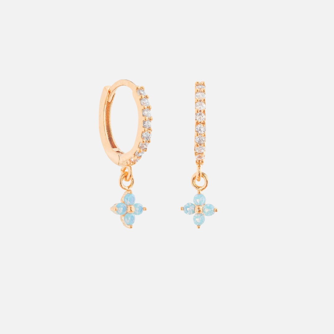 Blue Blossom CZ Hoop Earrings