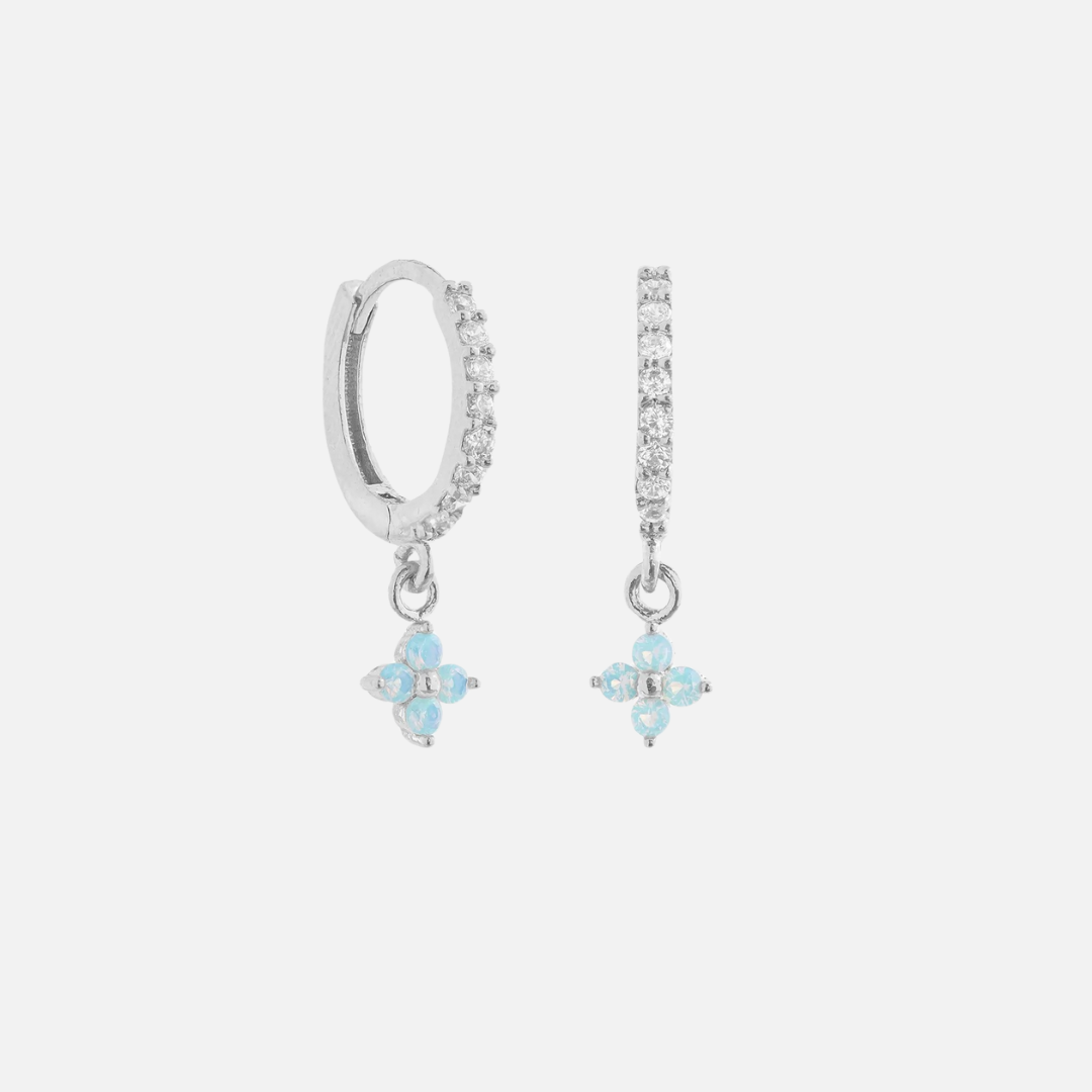 Blue Blossom CZ Hoop Earrings