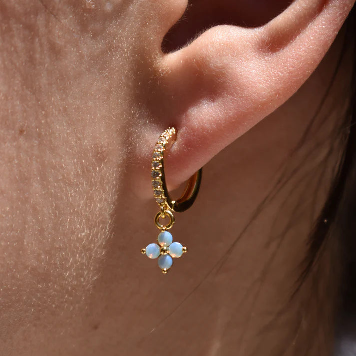 Blue Blossom CZ Hoop Earrings