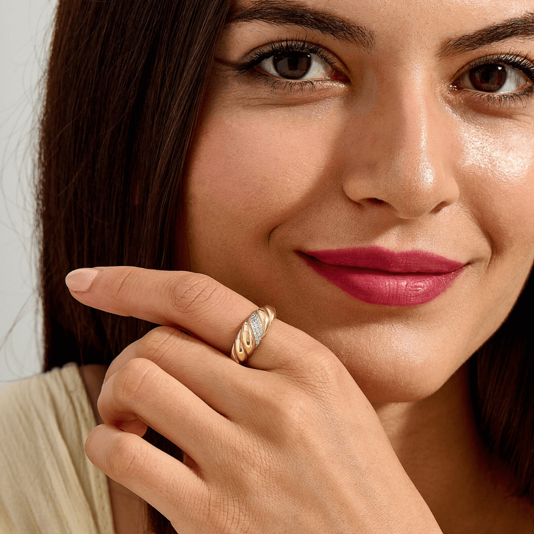 Cubic Zirconia Croissant Ring