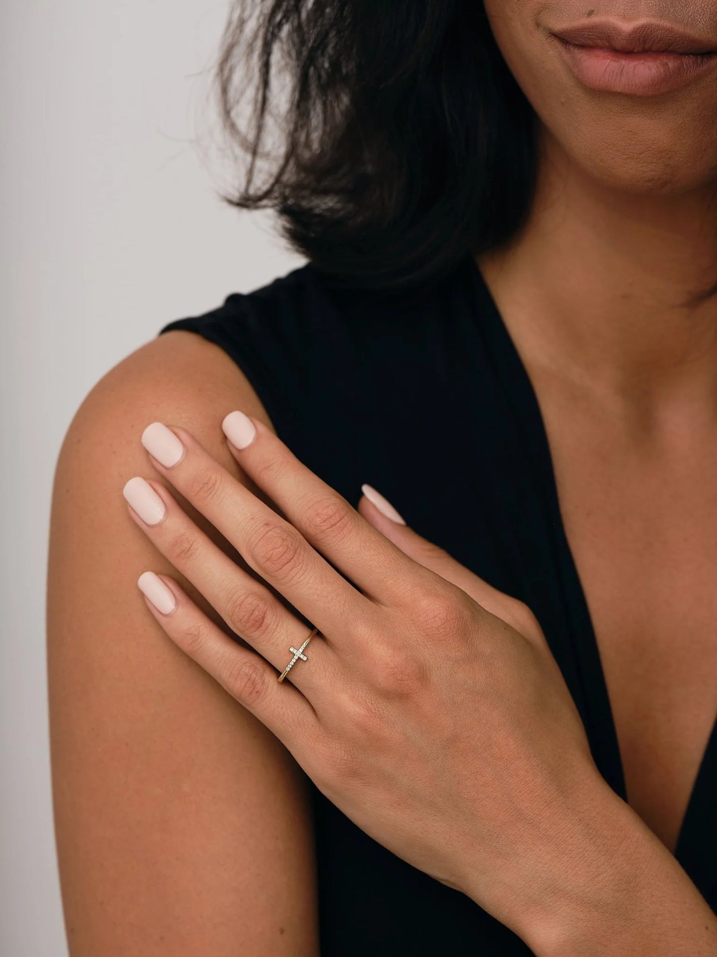 Cubic Zirconia Cross Ring
