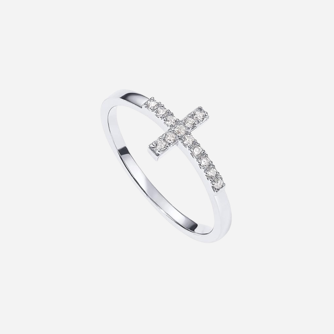 Cubic Zirconia Cross Ring