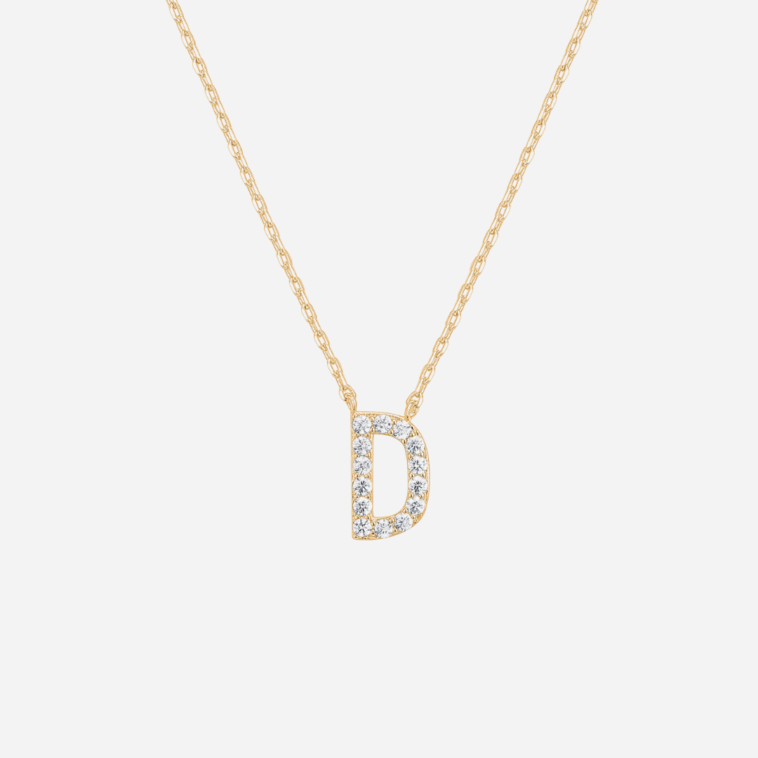 14K Gold Plated Diamond Initial Necklace