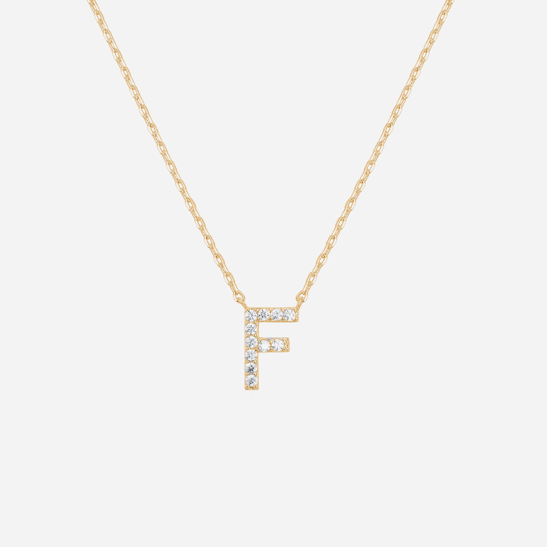 14K Gold Plated Diamond Initial Necklace