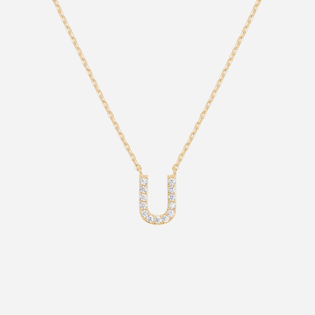 14K Gold Plated Diamond Initial Necklace