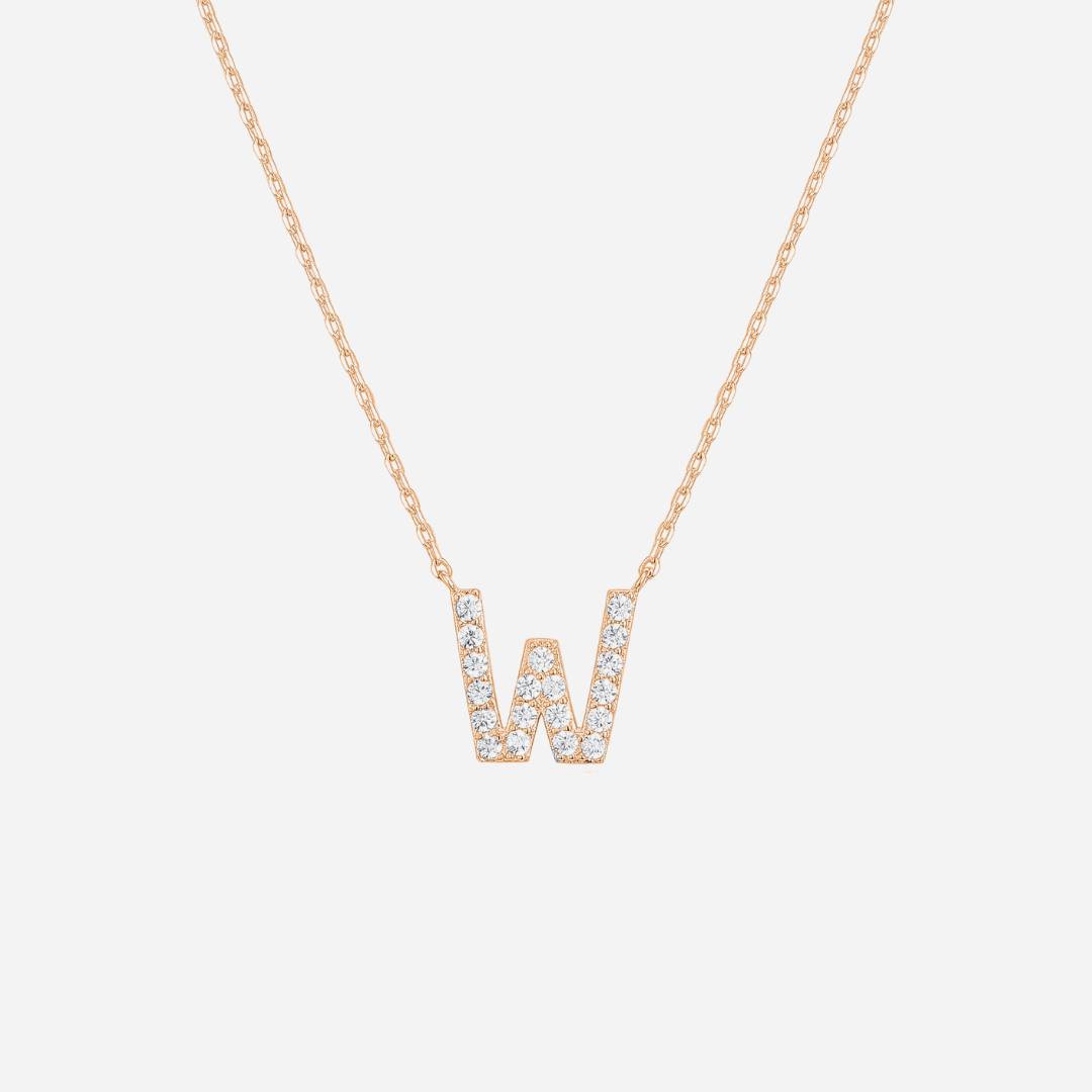 14K Gold Plated Diamond Initial Necklace