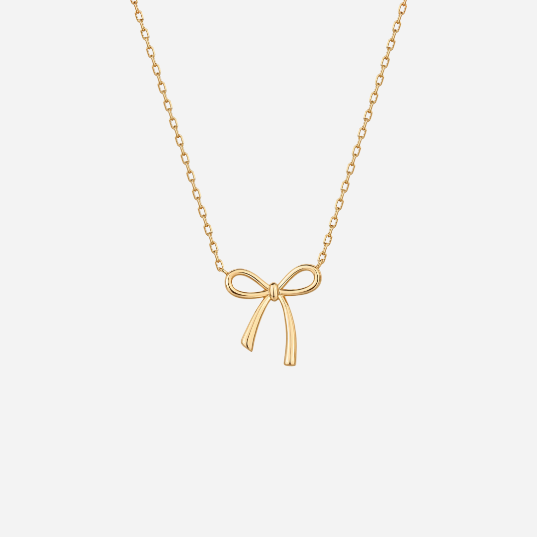 Dainty Gold Bow Pendant Necklace