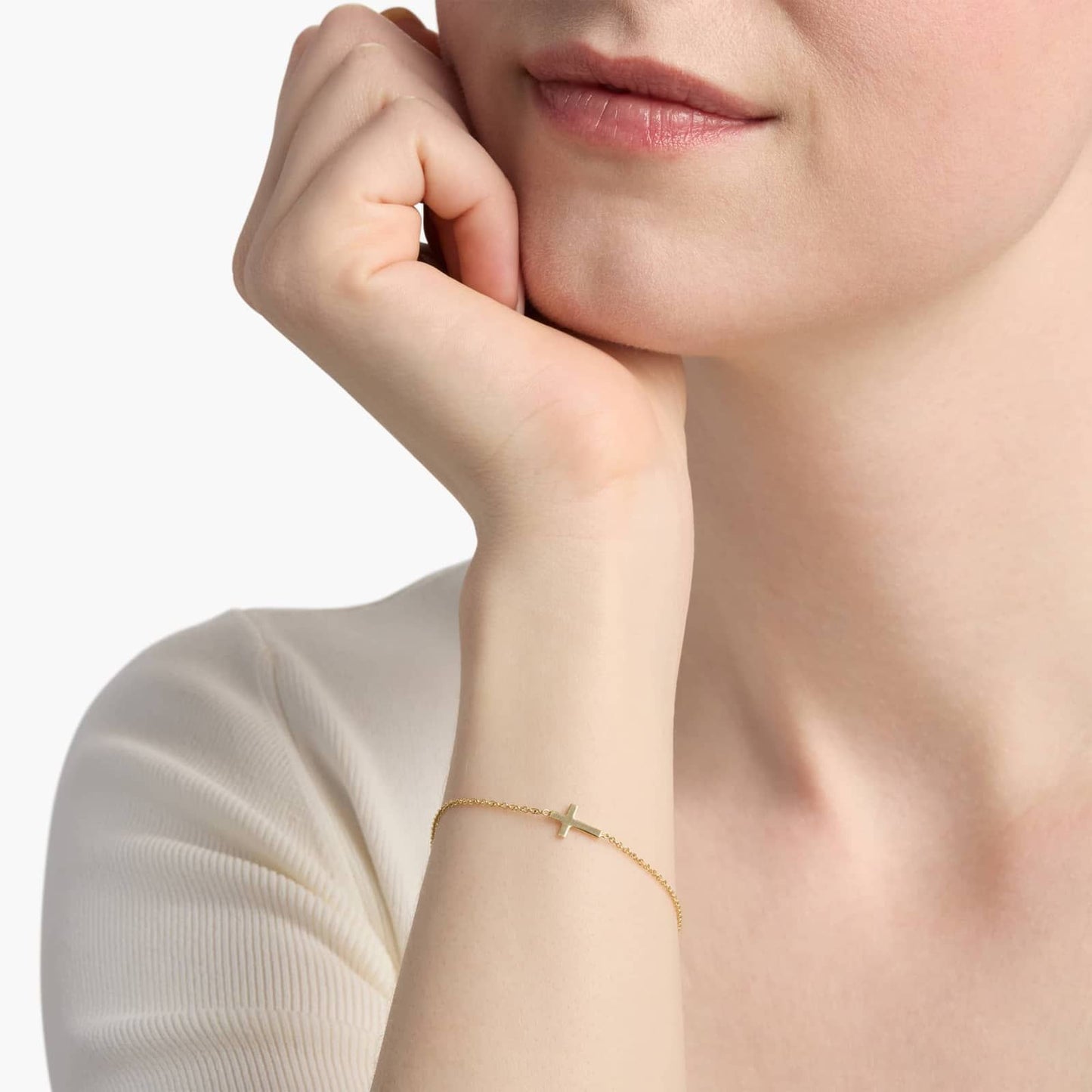 14K Gold Plated Cross Bracelet