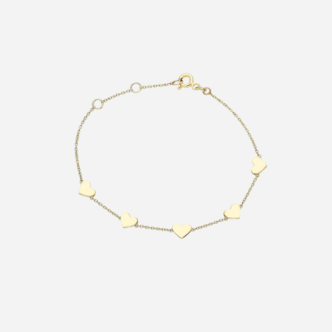 Gold Heart Charm Bracelet
