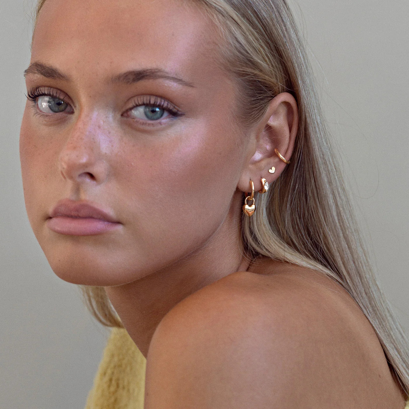 Heart Charm Huggie Earrings