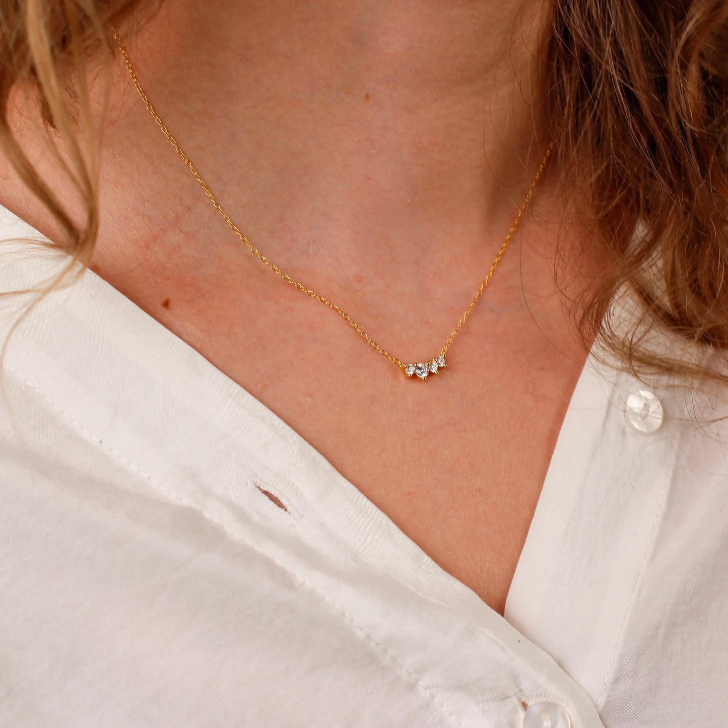 Layered Dainty CZ Gold Necklace