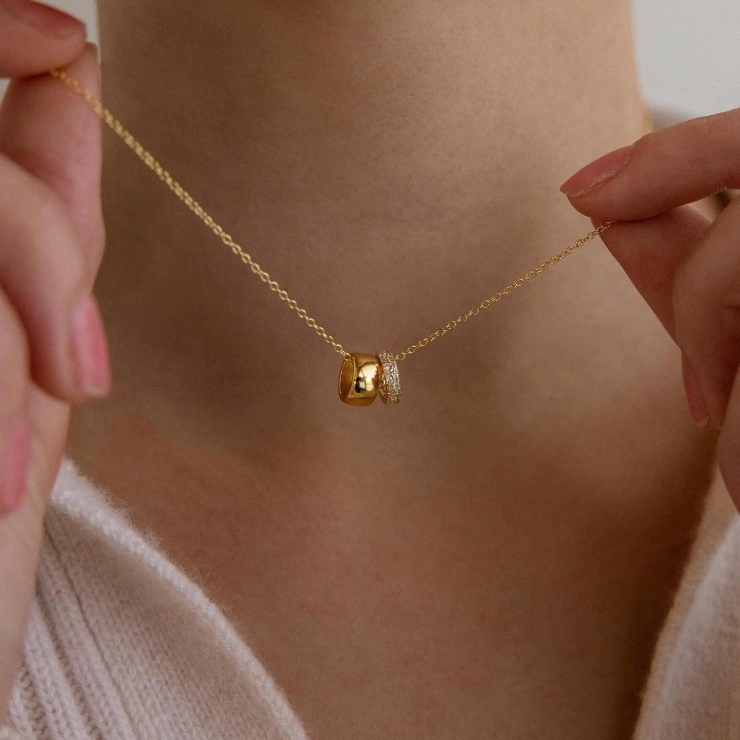 Luxe Duo Circle Pendant Necklace