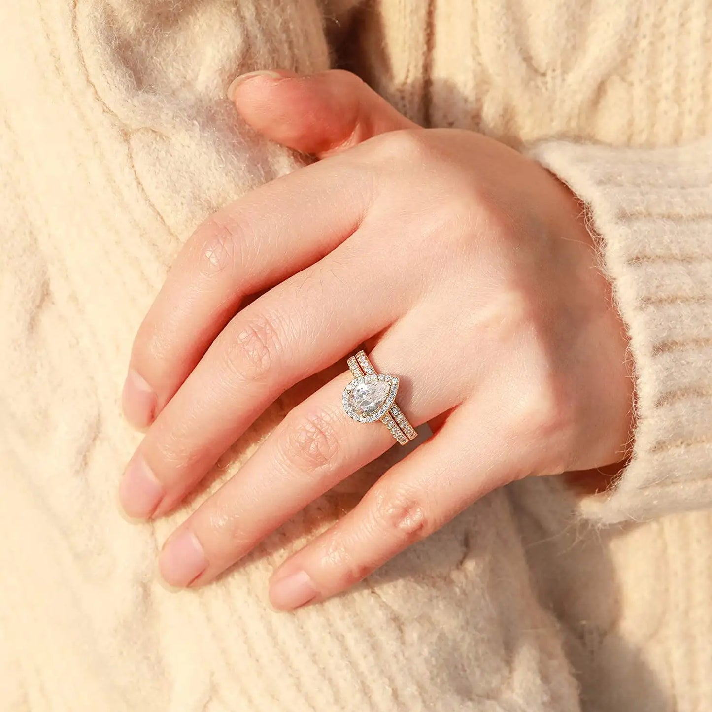 Pear Shaped Cubic Zirconia Ring
