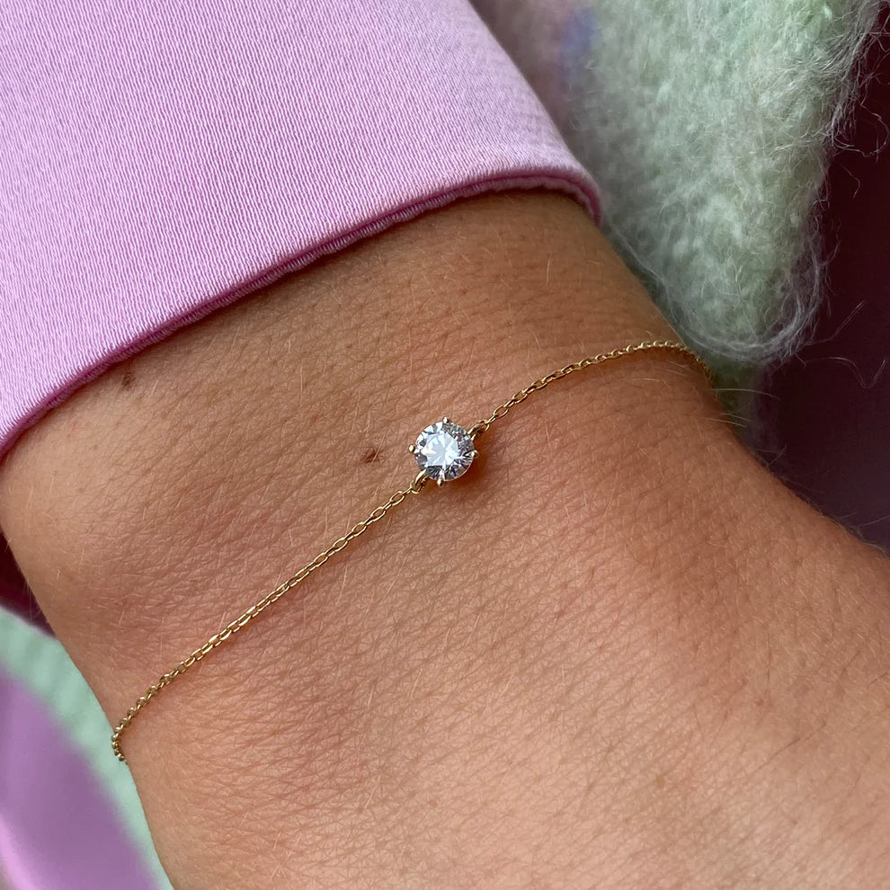 14K Gold Plated Solitaire Bracelet