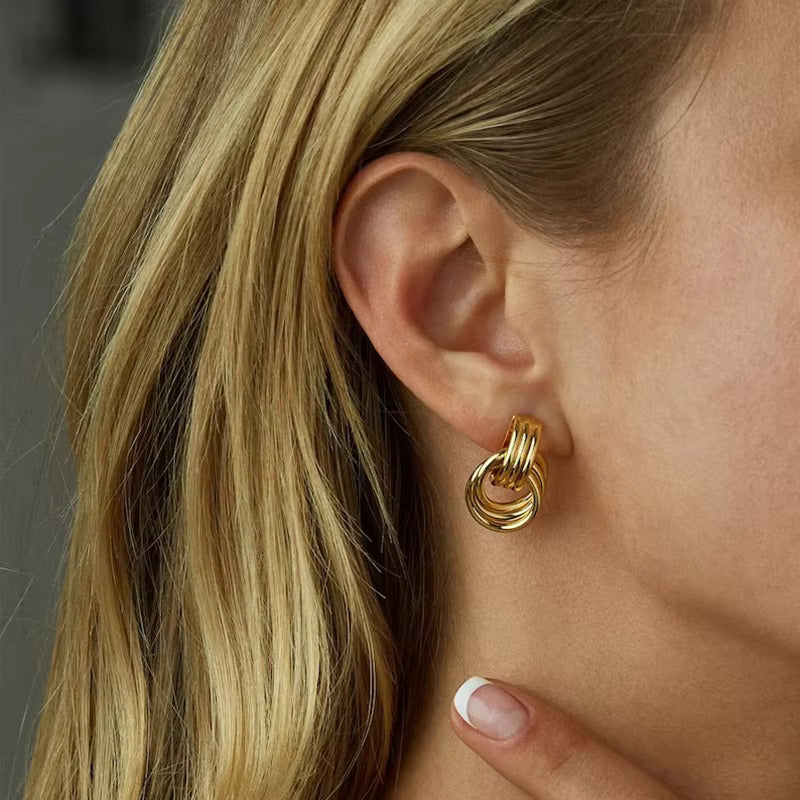 Triple Hoop Love Knot Earrings