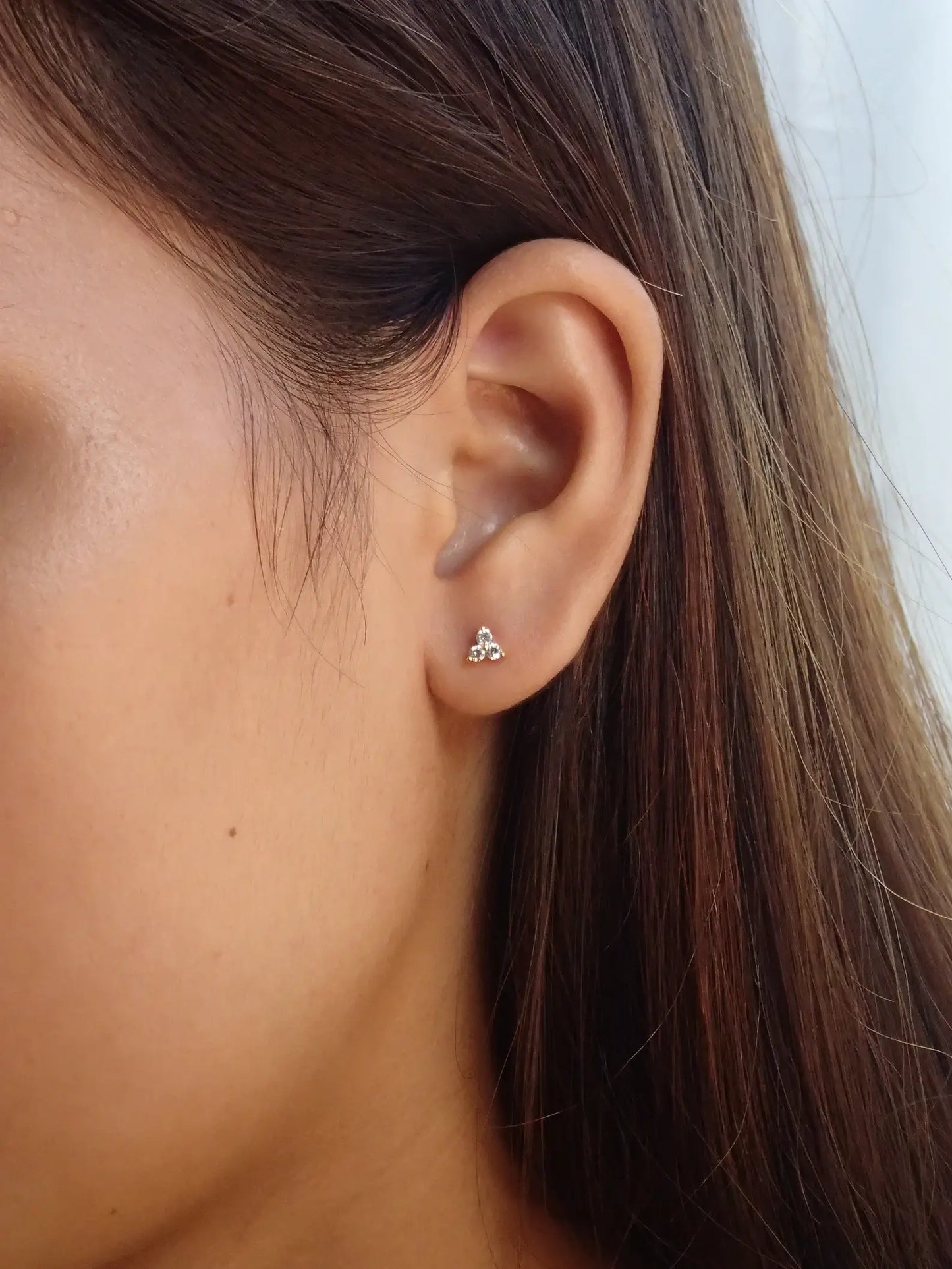 Triple Spark CZ Stud Earrings