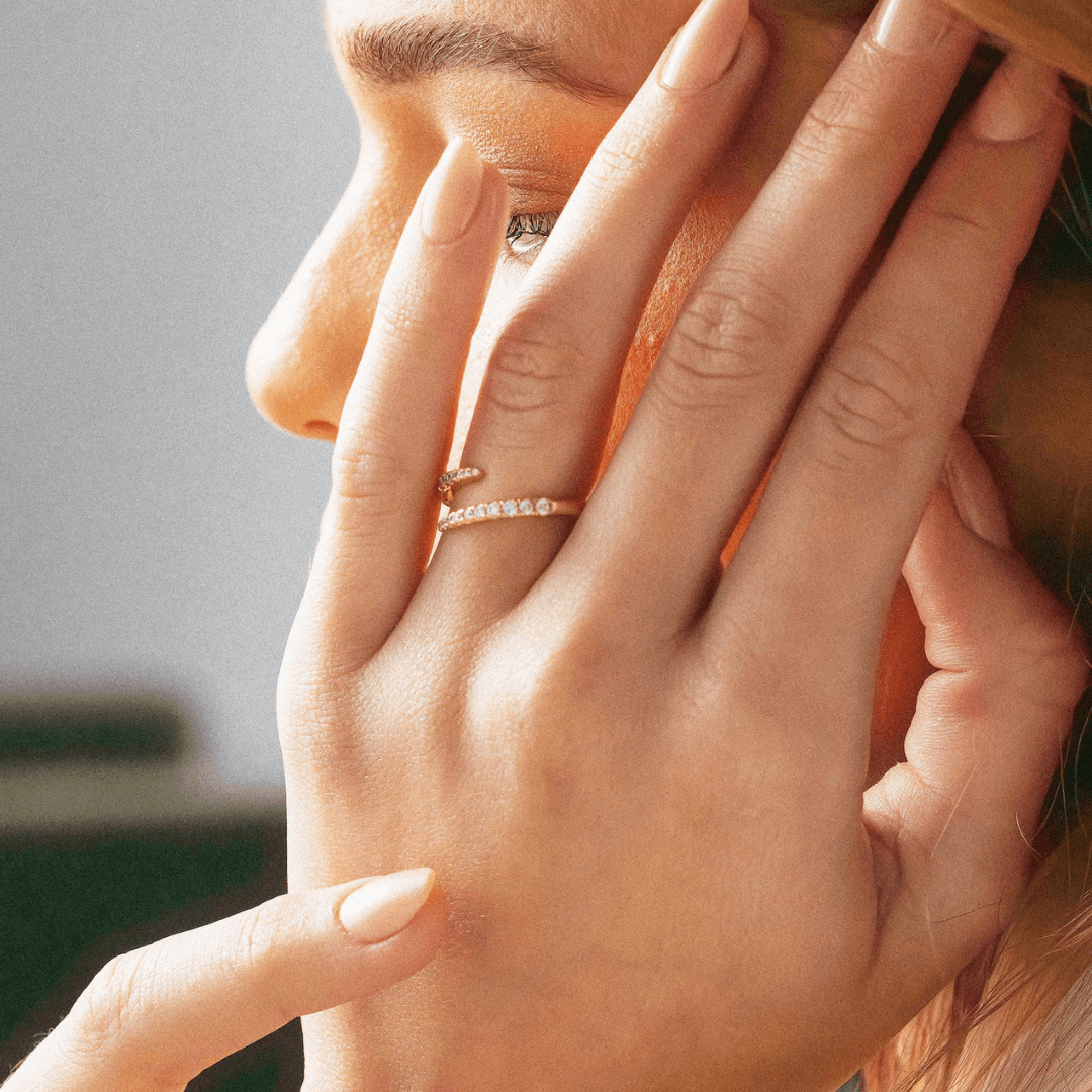 14K Gold Plated Twisted CZ Ring