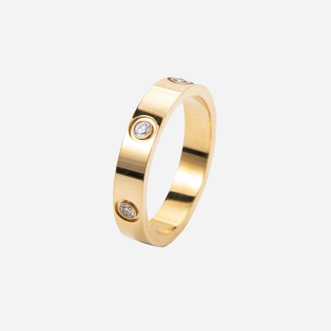 Zircon Inlay Heart Love Ring