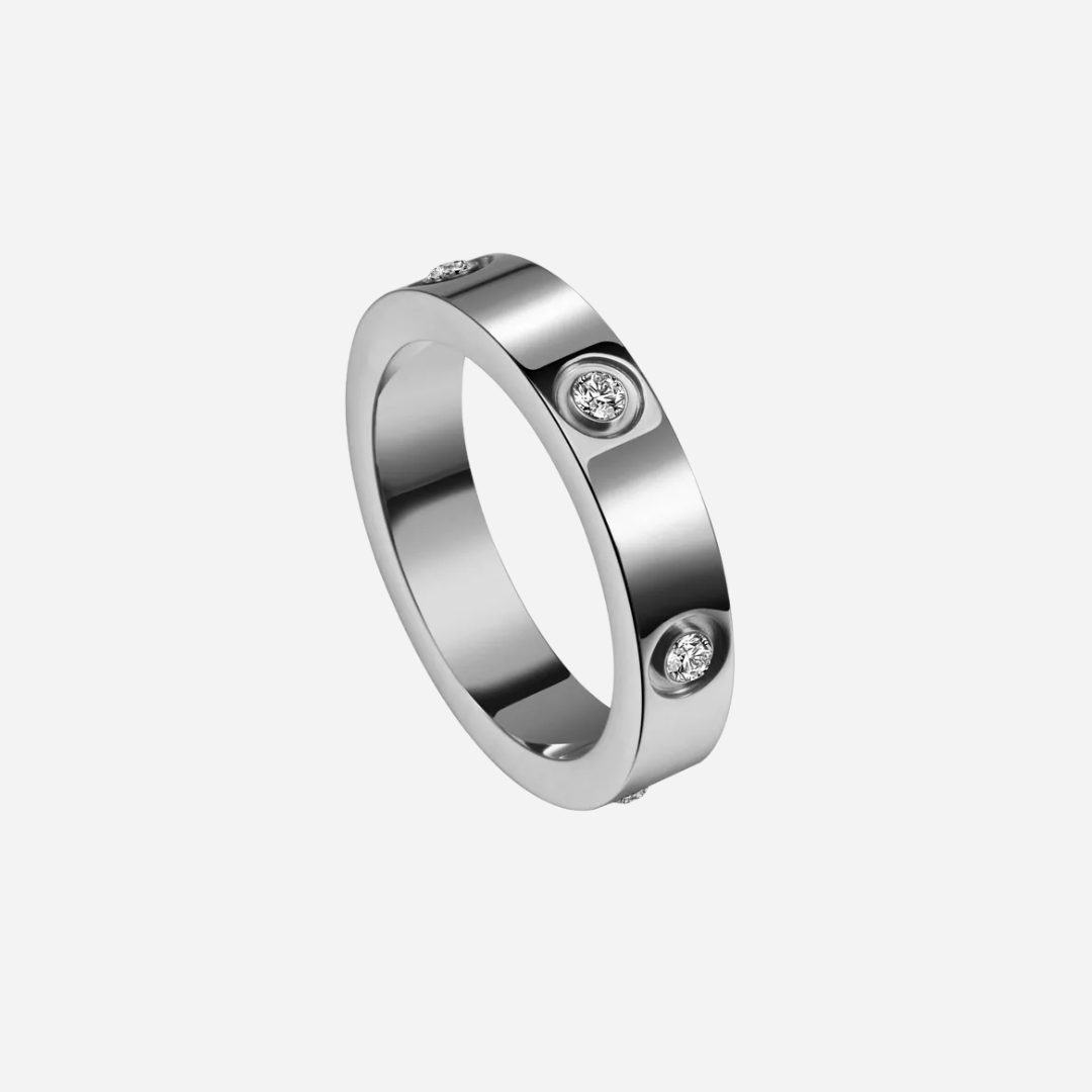 Zircon Inlay Heart Love Ring
