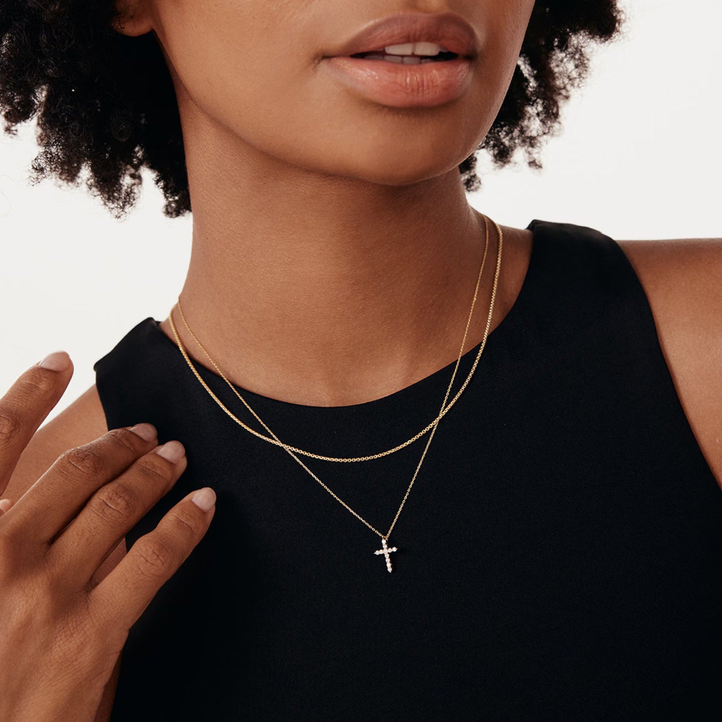 14K Gold Plated Cubic Zirconia Cross Necklace