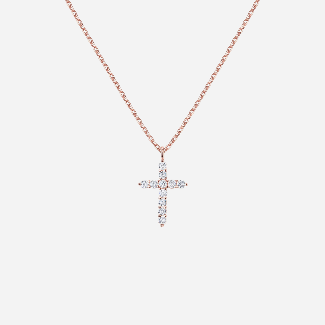 14K Gold Plated Cubic Zirconia Cross Necklace