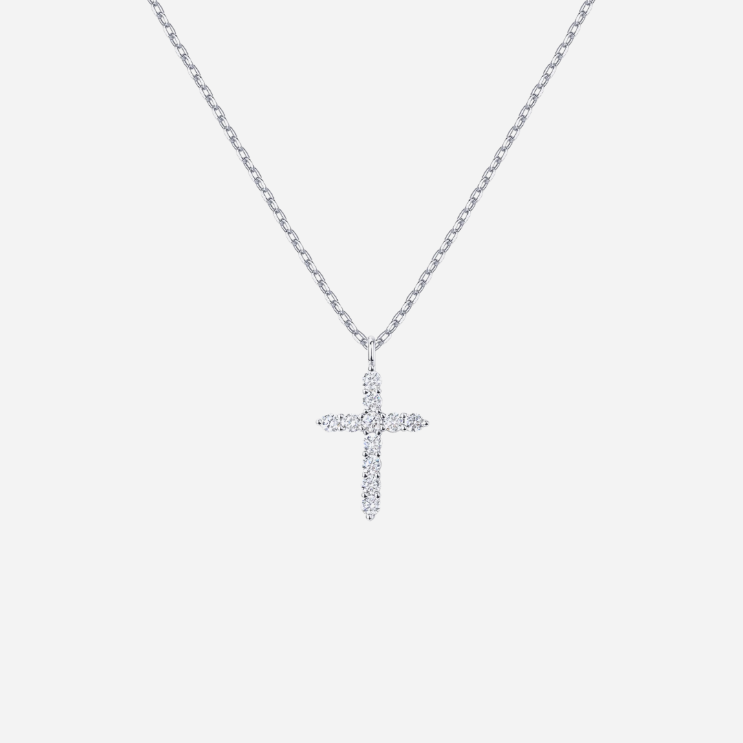 14K Gold Plated Cubic Zirconia Cross Necklace