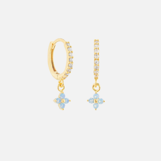 Blue Blossom CZ Hoop Earrings