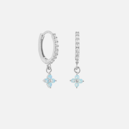 Blue Blossom CZ Hoop Earrings