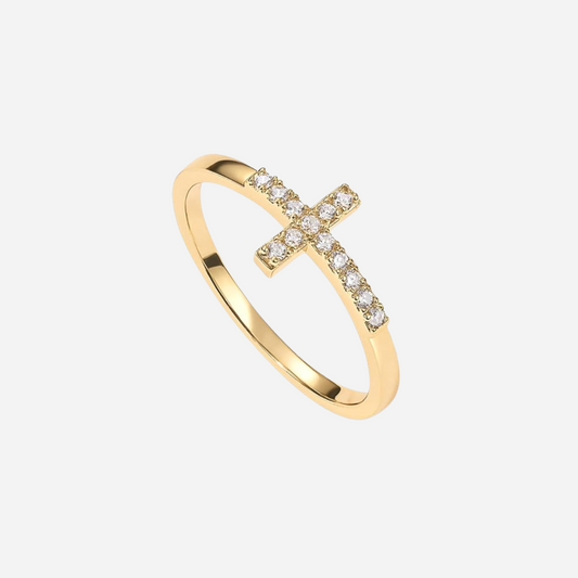 Cubic Zirconia Cross Ring