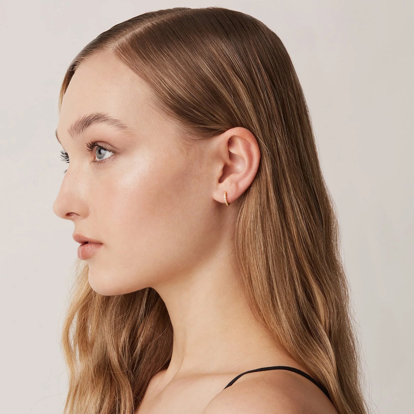 14K Gold Plated Cubic Zirconia Hoop Earrings