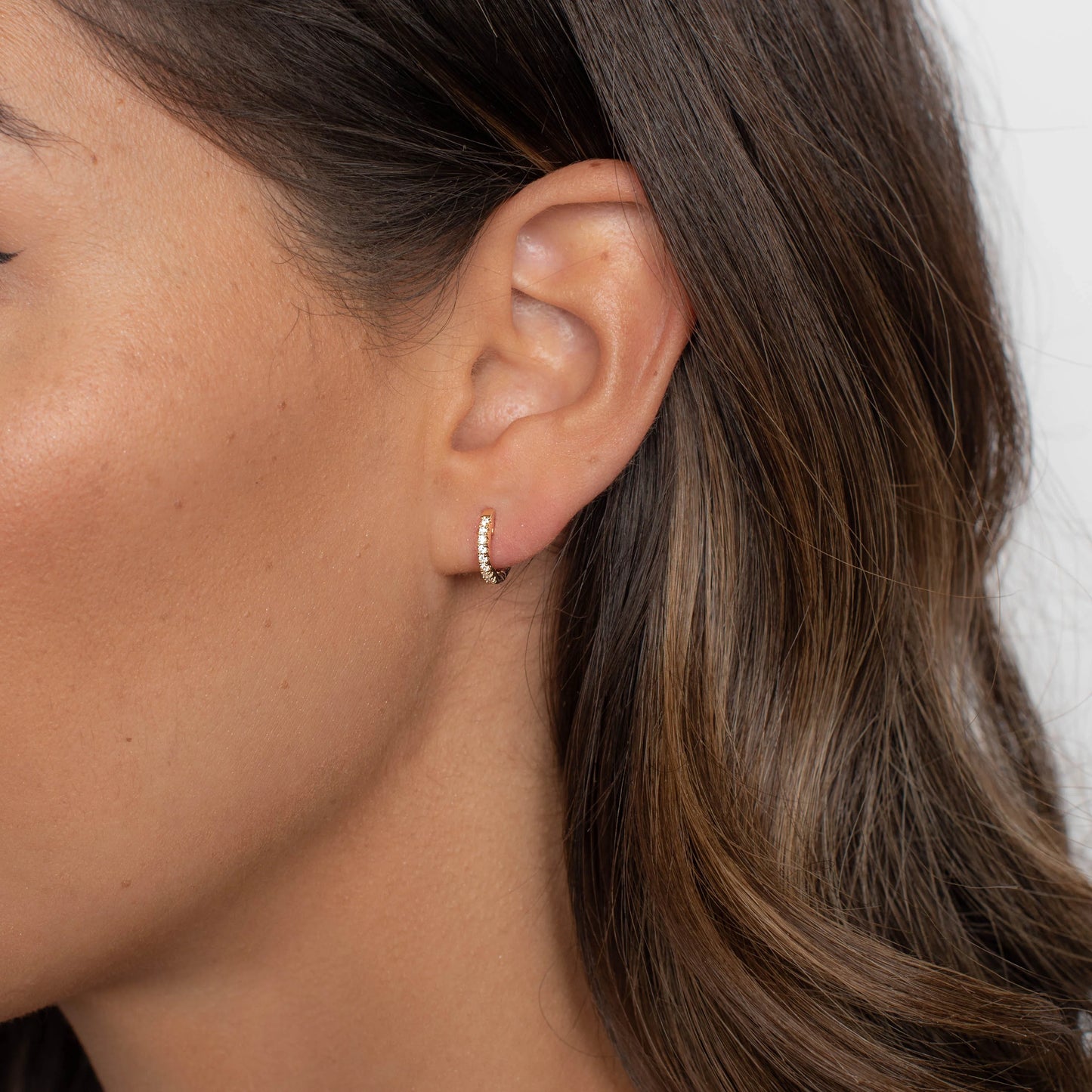 14K Gold Plated Cubic Zirconia Hoop Earrings