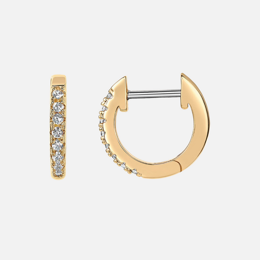 14K Gold Plated Cubic Zirconia Hoop Earrings