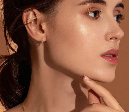 14K Gold Plated Cubic Zirconia Hoop Earrings