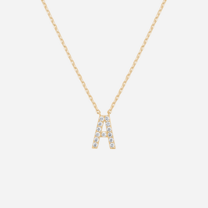 14K Gold Plated Diamond Initial Necklace