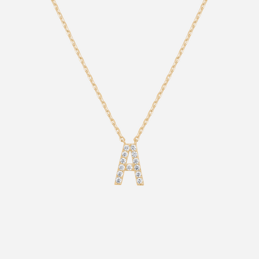 14K Gold Plated Diamond Initial Necklace