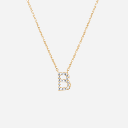 14K Gold Plated Diamond Initial Necklace