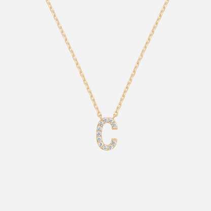 14K Gold Plated Diamond Initial Necklace