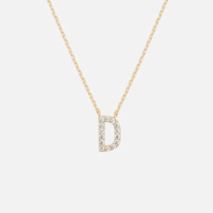 14K Gold Plated Diamond Initial Necklace