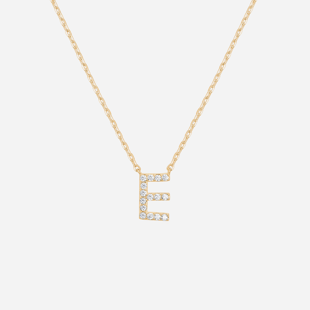 14K Gold Plated Diamond Initial Necklace