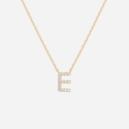 14K Gold Plated Diamond Initial Necklace