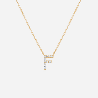 14K Gold Plated Diamond Initial Necklace