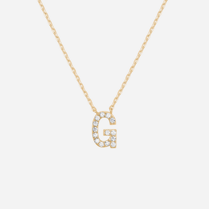 14K Gold Plated Diamond Initial Necklace
