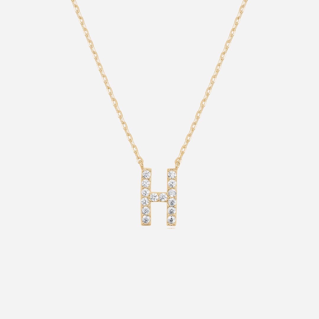 14K Gold Plated Diamond Initial Necklace