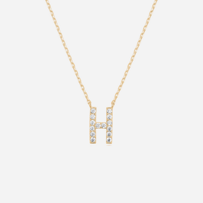 14K Gold Plated Diamond Initial Necklace