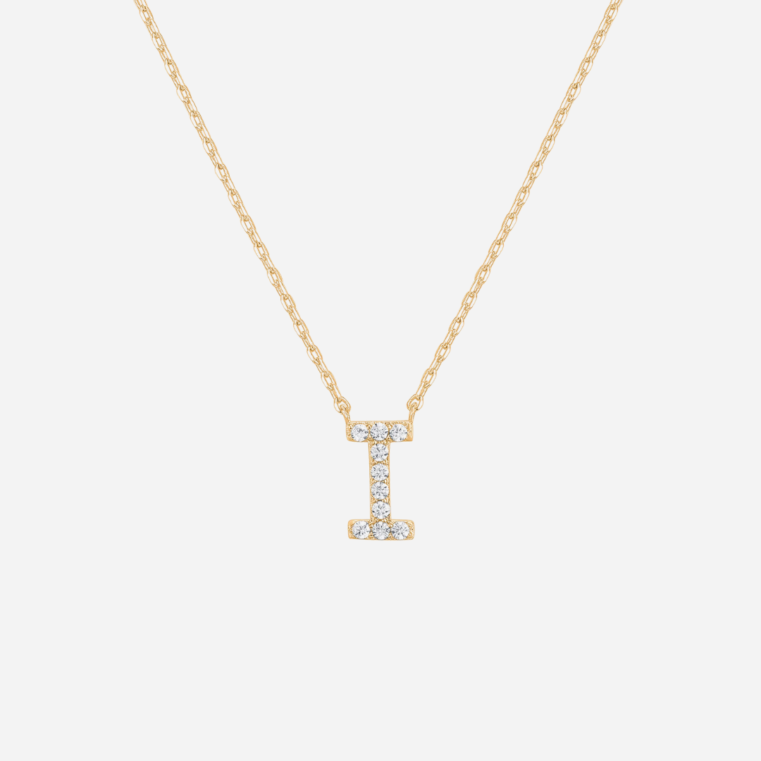 14K Gold Plated Diamond Initial Necklace