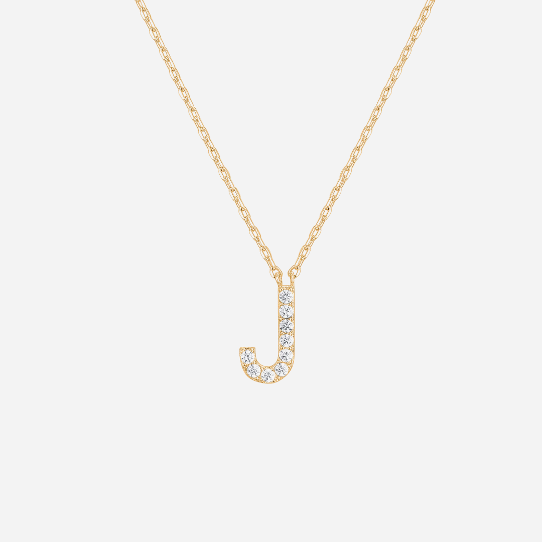14K Gold Plated Diamond Initial Necklace