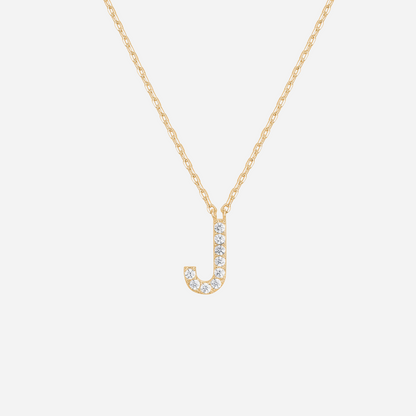 14K Gold Plated Diamond Initial Necklace