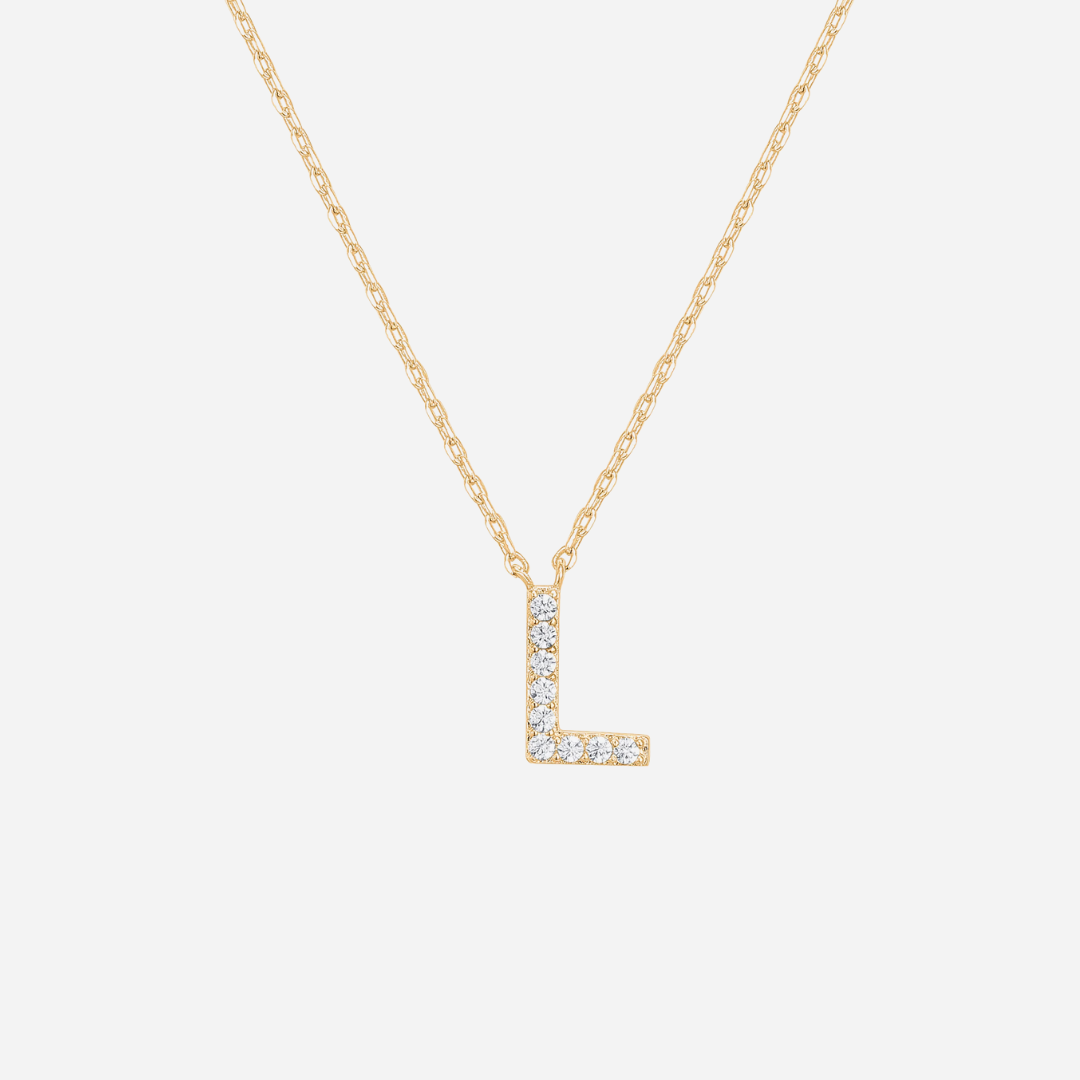 14K Gold Plated Diamond Initial Necklace