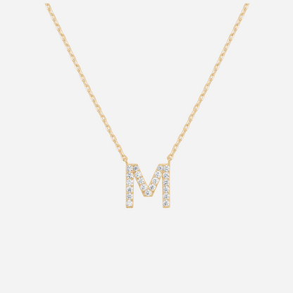 14K Gold Plated Diamond Initial Necklace