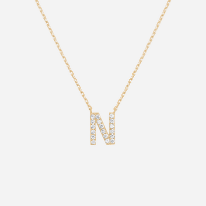 14K Gold Plated Diamond Initial Necklace